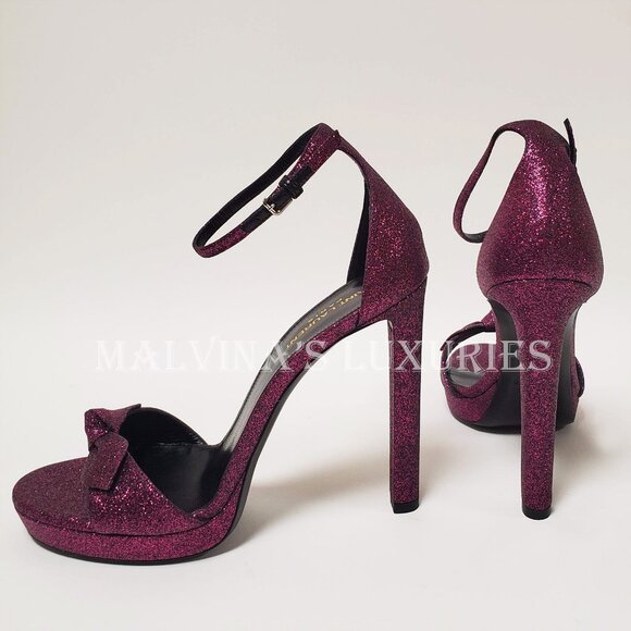 SAINT LAURENT SHOES HALL GLITTERED PLATFORM SANDALS sz IT 40 US 9.5 - Picture 5 of 15